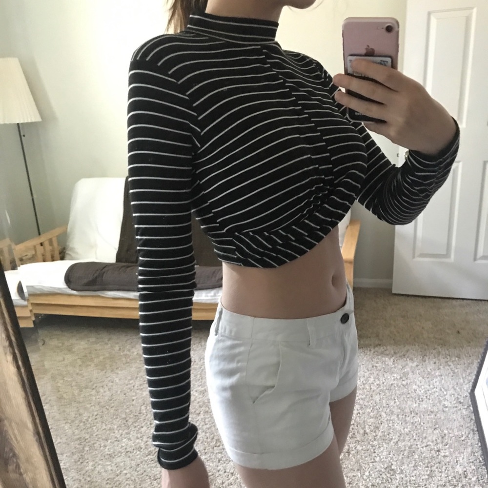 topshop cropped twist front stripe shirt